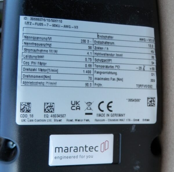 Napęd bramy szybkobieżnej Marantec MFZ FU 5-7-90 KU AWG