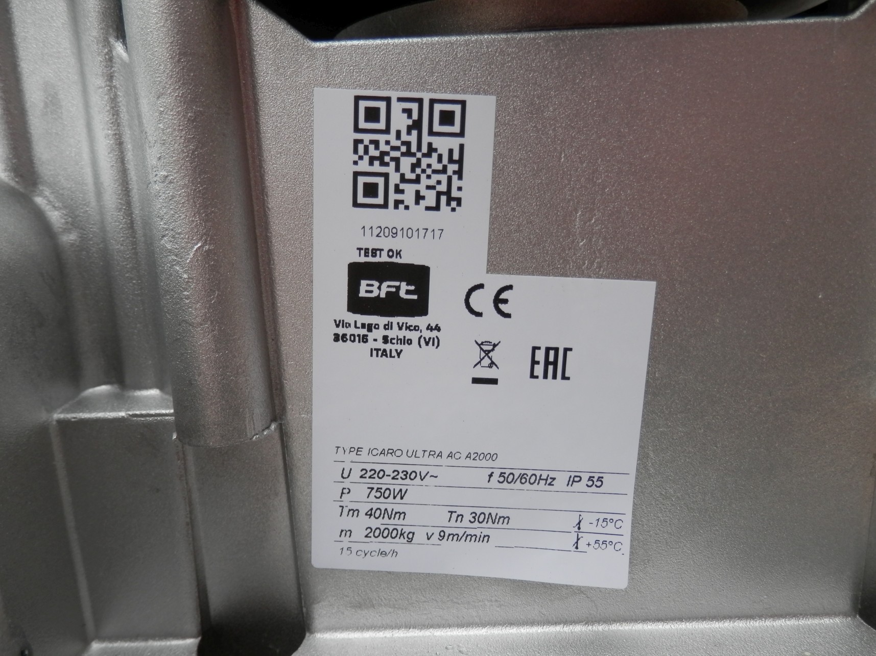 BFT ICARO ULTRA A2000 230V napęd siłownik do bramy